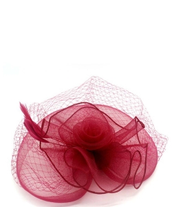 Mesh Net Flower Hair Clip HA300037 BURGUNDY